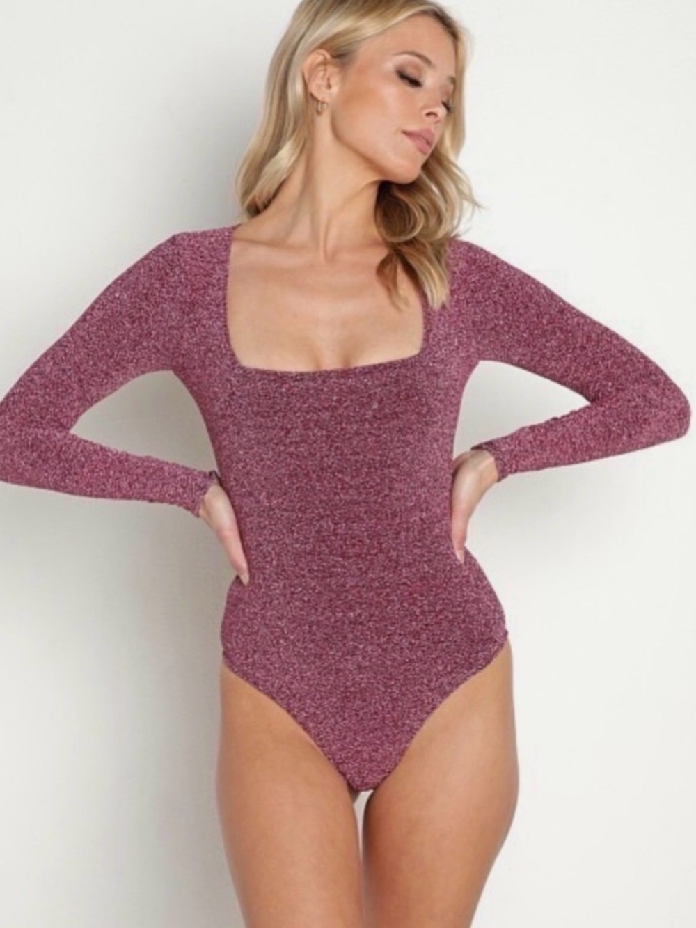 Show me your MuMu Unreal pink shimmer bodysuit Sz xs-small